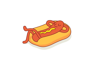 Lazy Lunch cartoon character food hotdog idokungfoo illustration oxley relaxation simon oxley simonox vector