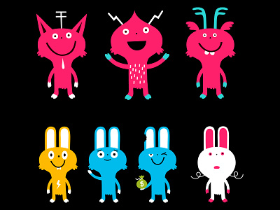 Super Natural black cartoon character creatures friends idokungfoo oxley rabbit simon oxley simonox vector