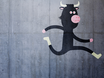 Bovine Bully Run black bull cartoon character horned idokungfoo running serious simon oxley simonox wild
