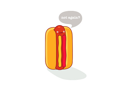 Again cartoon character food hotdog idokungfoo mascot mustard oxley simon oxley simonox staring