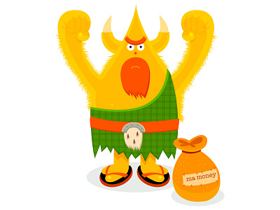 Ma Money adventure beard cartoon character green idokungfoo mascot money scottish simonox staring tartan