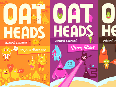 Oat Heads cartoon character color food happiness mascot music oat packaging simon oxley typography