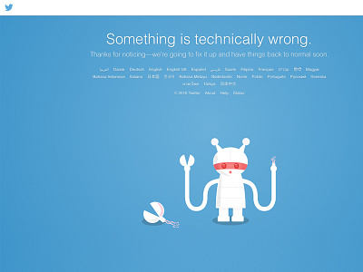 Twitter Error broken cartoon error illustration mascot robot simon oxley twitter