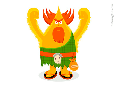 Highland Thing cartoon character design illustration mascot money scottish simon oxley tartan