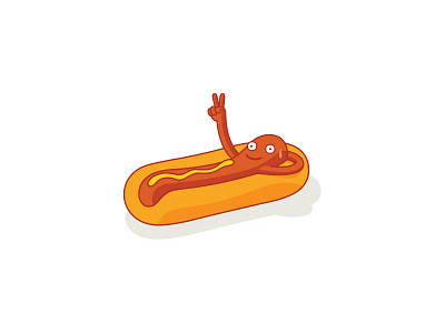 Peace cartoon character design food hotdog illustration mascot simon oxley usa