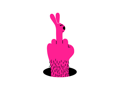 Rude Rabbit cartoon character design emoji hand illustration mascot rabbit simon oxley sticker place