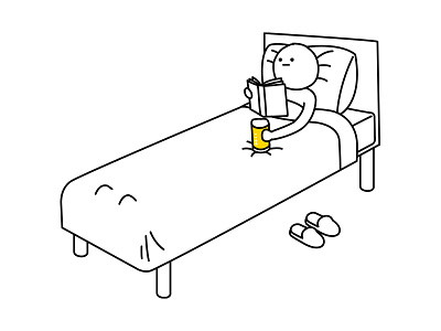 Bedtime bed beer character design drawing home illustration line simon oxley