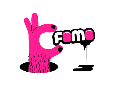 F O M O no cartoon character design dribbble emoji hand illustration simon oxley stickerplace typography