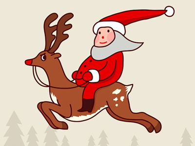 Lets Go HOHO! animal cartoon character christmas claus excited festive istockphoto pine reindeer riding santa simonox staring