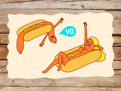 Hot Dogs character colour design dribbble food hotdog illustration man mascot vector woman