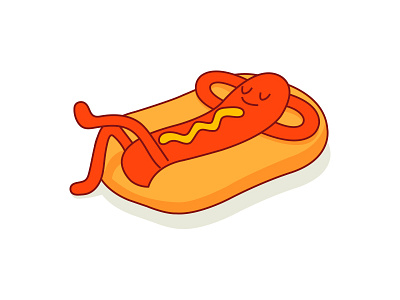 Wake Me Up When It Is Lunchtime character colour design dribbble fantasy food hotdog illustration mascot sausage vector