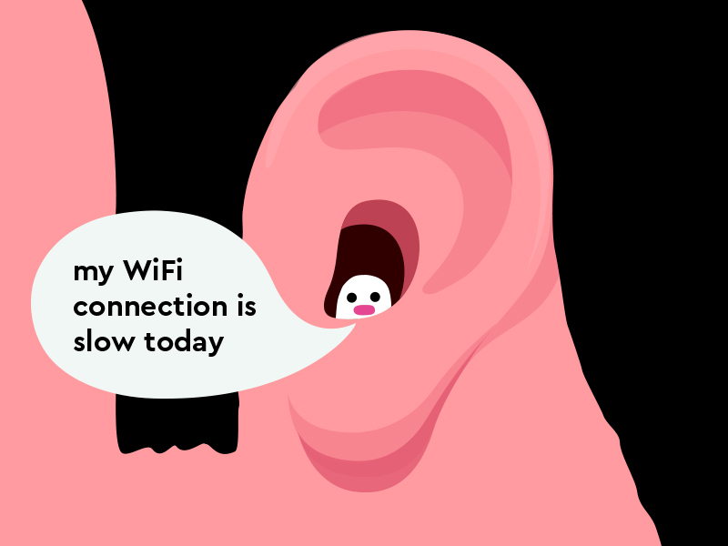 Wifi dribbble cute mascot ear wifi character internet design illustration