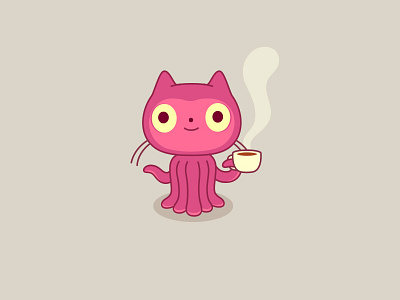 Wide awake character coffee dribbble github graphic icon illustration logo mascot octocat tech