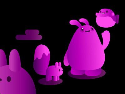 Flossaffy 3d animal character design dog dribbble illustration mascot pets purple rabbit toy