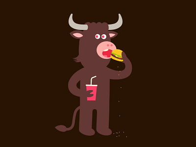 Canibull animal bovine bull bun burger cow eating food food and drink horns illustrator