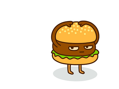 Hold On To Your Bun beef bun carnivore character fast food food hamburger illustration lettuce lunch mascot meat snack