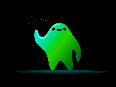 Sorry I spent all your money character creature design digital drawing friendly glow green happy illustrator design organism positive sparkle