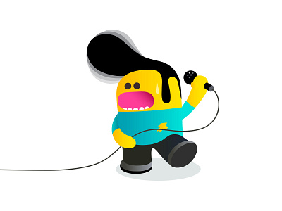 Karaoking cartoon character colour design dribbble idokungfoo illustration karaoke mascot mic musician rock and roll singing vector