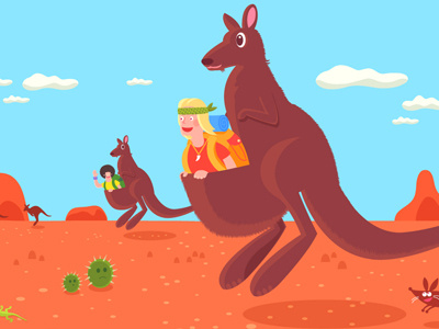 Mobile animal australia cartoon character clouds desert drawing istockphoto kangaroo people simonox travel