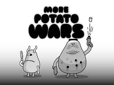 Arno Spudzanegger cartoon character design drawing dribbble food gun illustration mascot peeler potato typography vector vegetable vegetarian