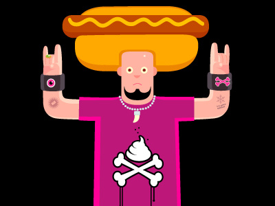 Hot head cartoon character fast food gitune hotdog istockphoto mascot music oxley rocker sausage simonox staring upload