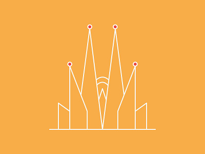 Barcelona building city famous icon lines simple vector