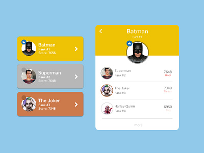 Day 019 - Leaderboard batman chart daily leaderboard profile score superman ui