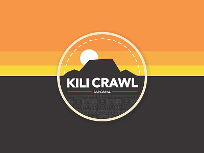 Kili Crawl - Fund raising logo/badge badge bar brand drink icons logo mountain party sun