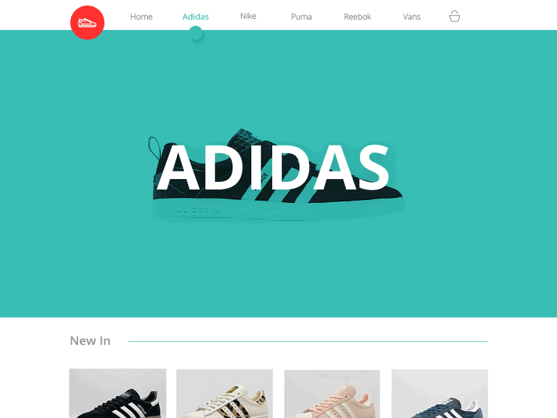 Header Navigation advert banner brand daily logo navigation shop sneakers trainers ui ux website