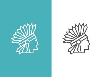 The Chief character chief design face feathers hat icon illustration line native tribe vector