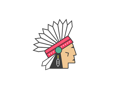 Chief In Colour character chief colour design face feathers hat icon illustration native tribe vector