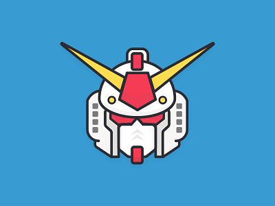 Day 81 - Toy blue challenge daily gundam head icon illustration japanese robot toy vector white