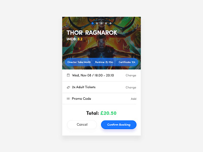 Confirm Reservation app booking checkout confirm daily dailyui mobile movie thor ticket ui ux
