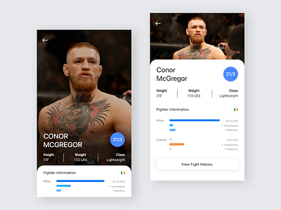 Fighting Stats app challenge conor mcgregor daily fight mobile profile statistic stats ufc ui ux