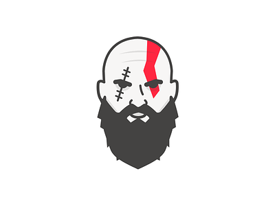 God of War avatar beard face flat game god of war illustration kratos line spartan vector