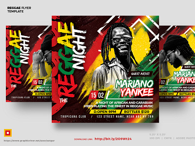 Reggae Flyer advertisement african music artist concert creative dj mix flyer graphicriver jamaican music layout party photoshop poster print design rapper reggae reggaeton summer template weed