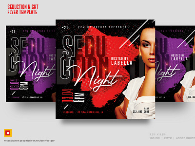 Seduction Night Flyer Template advertisement black club clubbing flyer creative dj mix dj night flyer hot night latin night nightclub party flyer photoshop print design red seduction flyer seductive sexy template urban