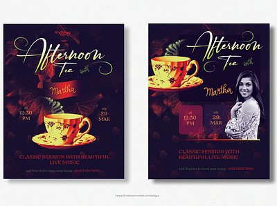 Afternoon Tea Party Flyer Templates PSD advertisement afternoon tea background creative download flyer high tea invitation layout magazine ad party flyer photoshop poster print design promotional design psd flyer snacks party stylish template typography