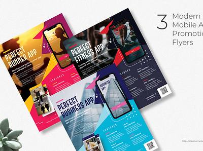 Modern Mobile App Promotion Flyer Templates advertisement android brand identity business colorful creative design download fitness flyer gym iphone layout mobile app mockup modern design photoshop poster print design template