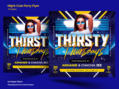 Nightclub Flyer Template advertisement branding colourful dj event flyer free download graphic design ladies night layout music night club nightclub photoshop poster print promotion design psd template typography