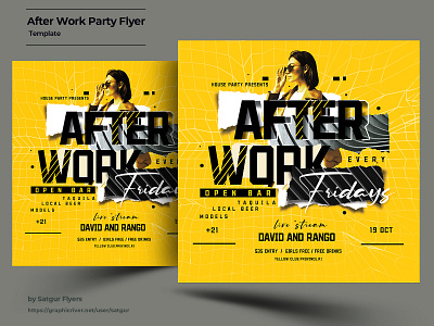 After Work Party Flyer Template advertisement after work birthday creative dj download event flyer girls night graphic design invitation layout nightclub party photoshop poster psd flyer template urban yellow
