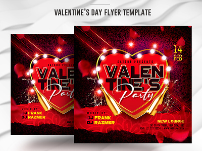 Valentines' Day Flyer Template advertisement branding club disco download psd download template flyer graphicriver heart invitation layout love night nightclub party flyer photoshop poster promotion design psd template valentines day