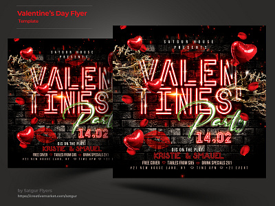 Valentines Day Party Flyer Template advertisement club deejay dj download event flyer free download instagram love music night club nightclub photoshop poster promotion design psd template valentine valentines day