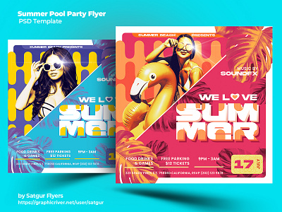 Summer Pool Party Flyer - PSD Template advertisement bikini clubbing download fashion flyer free download latin night layout miami modern music nightclub photoshop pool party poster psd sexy summer flyer template