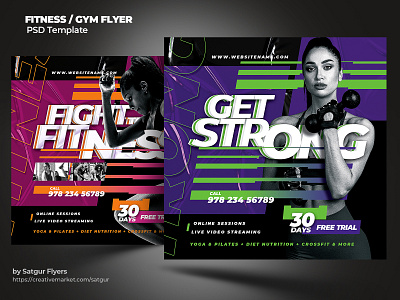 Fitness Flyer / Gym Flyer Template PSD advertisement creative download exercise fitness flyer graphic design gym health instagram post layout photoshop poster print psd template workout yoga
