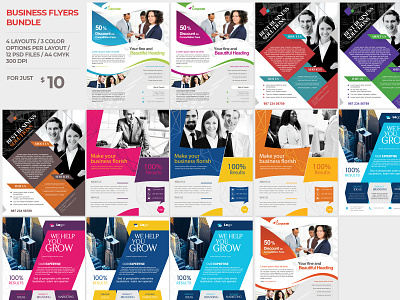 Corporate Business Flyers Bundle - PSD Templates advertisement agency branding bundle business flyer colorful consulting corporate flyer creative download flyers flyer flyers bundle layout photoshop poster print design psd flyer shapes template