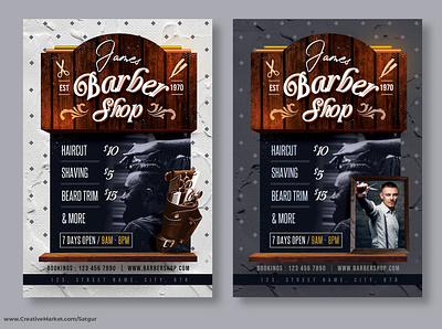 Barber Shop Flyer Template advert advertisement barber shop barbershop beauty salon branding bundle creative download flyer graphic design hair cut marketing massage photoshop poster promotion psd salon template