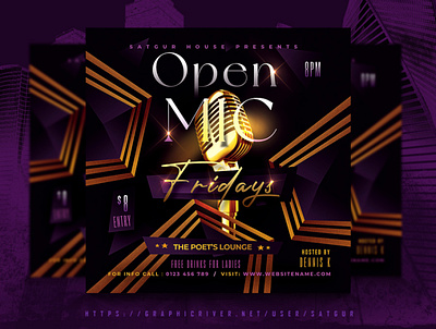 Open Mic Night Flyer Template advertisement creative dj download event flyer flyer graphic design instagram post invitation layout motion graphics music nightclub open mic photoshop poster psd social media post template trending