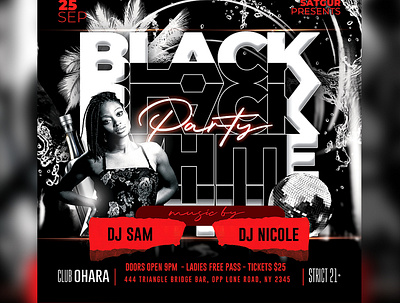 Night Club Flyer Template advertisement black and white dj flyer download psd flyer free download instagram post music night club night life nightclub poster psd flyer social media post typography