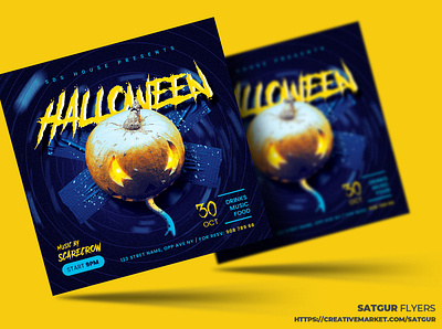 Halloween Flyer Template advertisement branding costume party dj download flyer free download ghost halloween flyer halloween party nightclub photoshop poster print template pumpkin scary social media banner template trick or treat